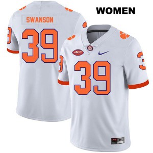 #39 Aidan Swanson Clemson Tigers Womens Player Jersey White