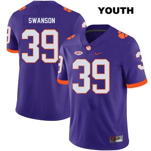 #39 Aidan Swanson Clemson University Youth Football Jerseys Purple
