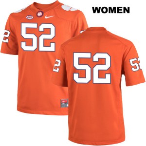 #52 Austin Spence Clemson Tigers Womens No Name Stitch Jerseys Orange