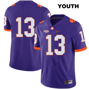 #13 Brannon Spector Clemson National Championship Youth No Name Stitched Jerseys Purple