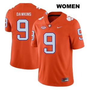 #9 Brian Dawkins Jr. Clemson Tigers Womens College Jerseys Orange