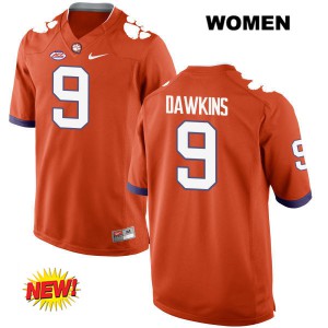 #9 Brian Dawkins Jr. Clemson National Championship Womens Football Jerseys Orange