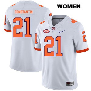 #21 Bryton Constantin Clemson Tigers Womens NCAA Jersey White
