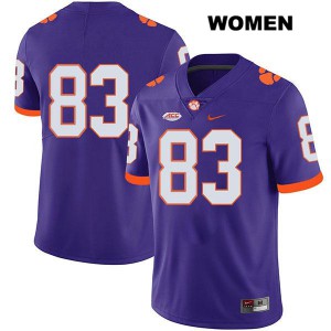 #83 Carter Groomes Clemson National Championship Womens No Name Stitched Jerseys Purple
