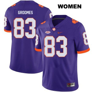 #83 Carter Groomes Clemson University Womens Football Jersey Purple