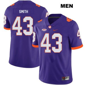 #43 Chad Smith Clemson National Championship Mens Official Jerseys Purple