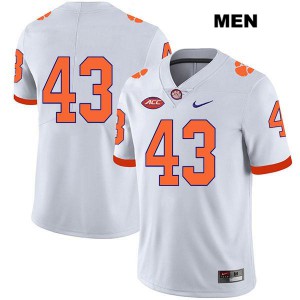 #43 Chad Smith Clemson Mens No Name Stitched Jerseys White