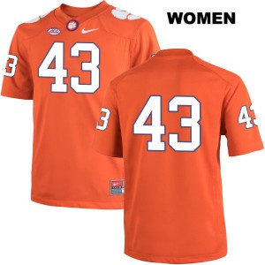 #43 Chad Smith Clemson Womens No Name Embroidery Jerseys Orange