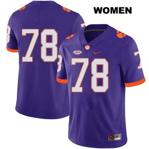 #78 Chandler Reeves Clemson Tigers Womens No Name Football Jersey Purple