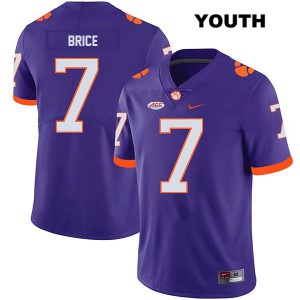 #7 Chase Brice Clemson Tigers Youth Football Jersey Purple