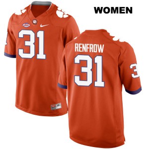#31 Cole Renfrow Clemson Tigers Womens Alumni Jerseys Orange