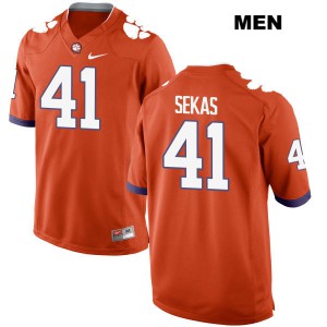 #41 Connor Sekas Clemson Mens Football Jersey Orange