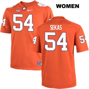 #54 Connor Sekas Clemson Tigers Womens Stitch Jersey Orange