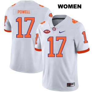 #17 Cornell Powell Clemson University Womens Stitched Jerseys White