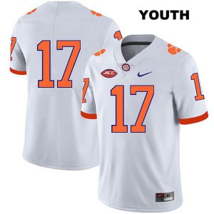 #17 Cornell Powell Clemson Youth No Name Stitch Jersey White