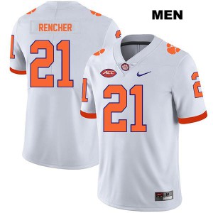#21 Darien Rencher Clemson Tigers Mens Embroidery Jersey White