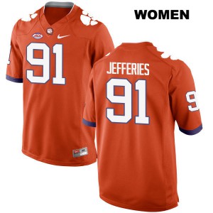 #91 Darnell Jefferies Clemson Tigers Womens Official Jerseys Orange