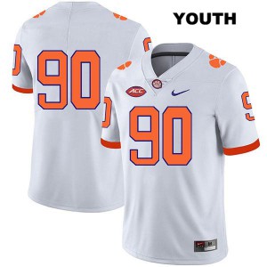#90 Darnell Jefferies Clemson Tigers Youth No Name College Jersey White