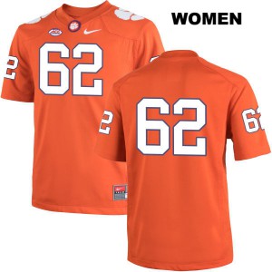 #62 David Estes Clemson Tigers Womens No Name Embroidery Jerseys Orange