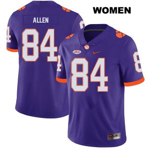#84 Davis Allen Clemson Tigers Womens University Jerseys Purple
