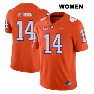 #14 Denzel Johnson Clemson Tigers Womens University Jerseys Orange