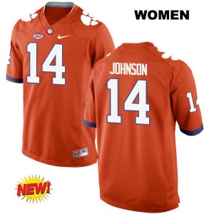 #14 Denzel Johnson Clemson Tigers Womens Stitched Jersey Orange