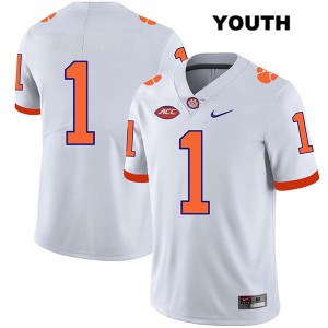 #1 Derion Kendrick Clemson Youth No Name Stitched Jerseys White