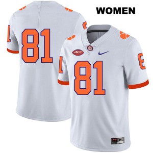 #81 Drew Swinney Clemson University Womens No Name Football Jersey White