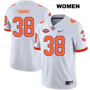 #38 Elijah Turner Clemson Tigers Womens College Jerseys White