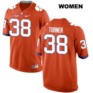 #38 Elijah Turner Clemson Womens Embroidery Jerseys Orange