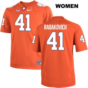 #41 Grant Radakovich Clemson Womens Stitched Jerseys Orange