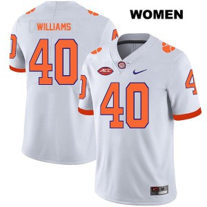 #40 Greg Williams Clemson University Womens Official Jerseys White