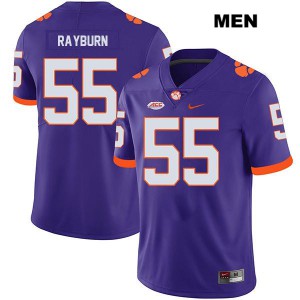 #55 Hunter Rayburn Clemson Tigers Mens Stitch Jerseys Purple