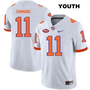#11 Isaiah Simmons Clemson Tigers Youth Football Jersey White