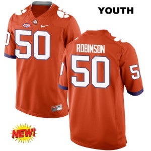 #50 Jabril Robinson Clemson National Championship Youth Embroidery Jerseys Orange