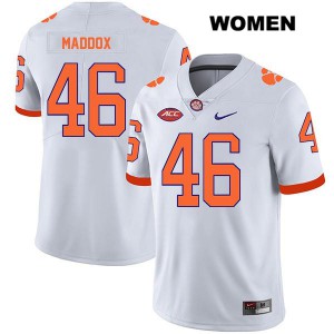 #46 Jack Maddox Clemson Tigers Womens Stitched Jerseys White