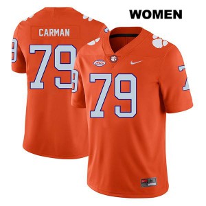 #79 Jackson Carman Clemson Tigers Womens Embroidery Jerseys Orange