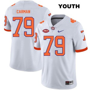 #79 Jackson Carman Clemson University Youth Football Jerseys White