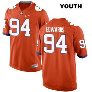 #94 Jacob Edwards Clemson Tigers Youth Embroidery Jerseys Orange
