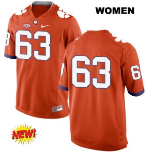 #63 Jake Fruhmorgen Clemson Tigers Womens No Name NCAA Jersey Orange
