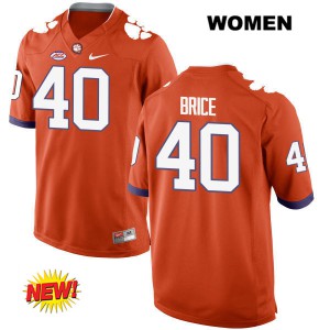 #40 Jaquarius Brice Clemson University Womens Embroidery Jerseys Orange