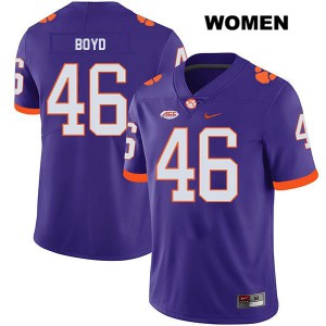 #46 John Boyd Clemson Tigers Womens Embroidery Jerseys Purple