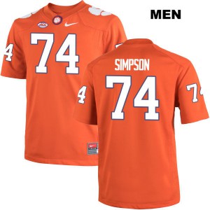 #74 John Simpson Clemson University Mens University Jerseys Orange