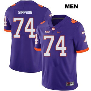#74 John Simpson Clemson Tigers Mens University Jerseys Purple