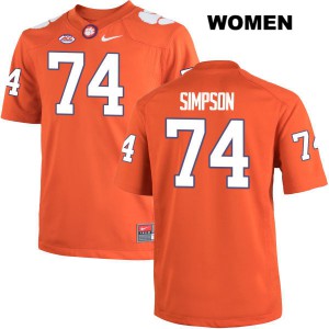 #74 John Simpson Clemson Tigers Womens High School Jersey Orange