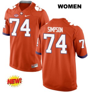 #74 John Simpson Clemson University Womens Football Jersey Orange