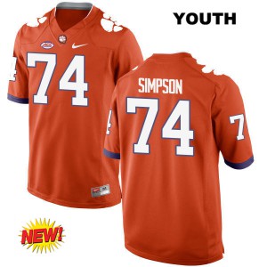 #74 John Simpson Clemson Tigers Youth NCAA Jersey Orange