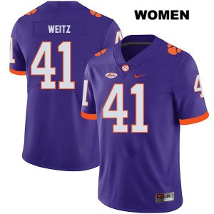 #41 Jonathan Weitz Clemson Tigers Womens College Jerseys Purple