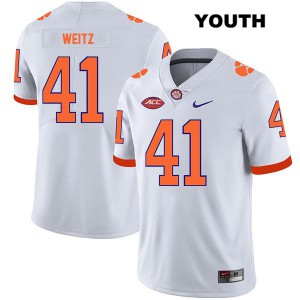 #41 Jonathan Weitz Clemson University Youth Official Jerseys White