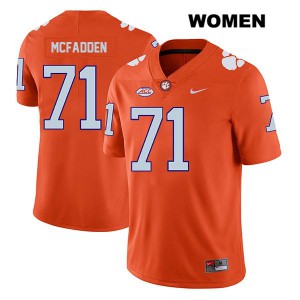 #71 Jordan McFadden Clemson Womens College Jersey Orange